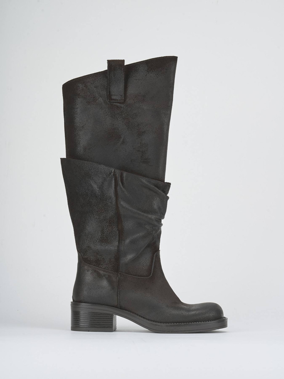 Stivali tacco 4cm camoscio testa