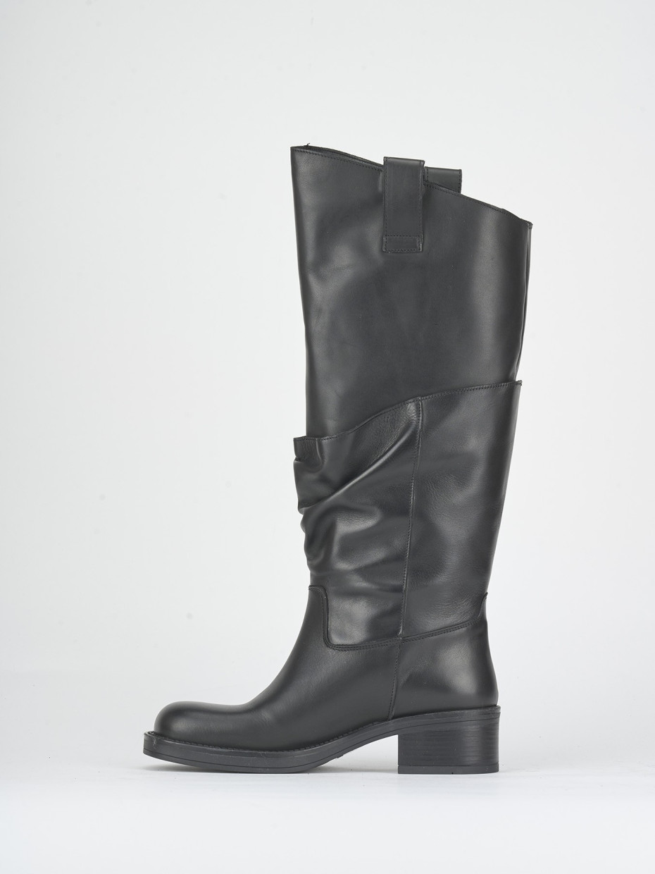 Stivali tacco 4cm pelle nero