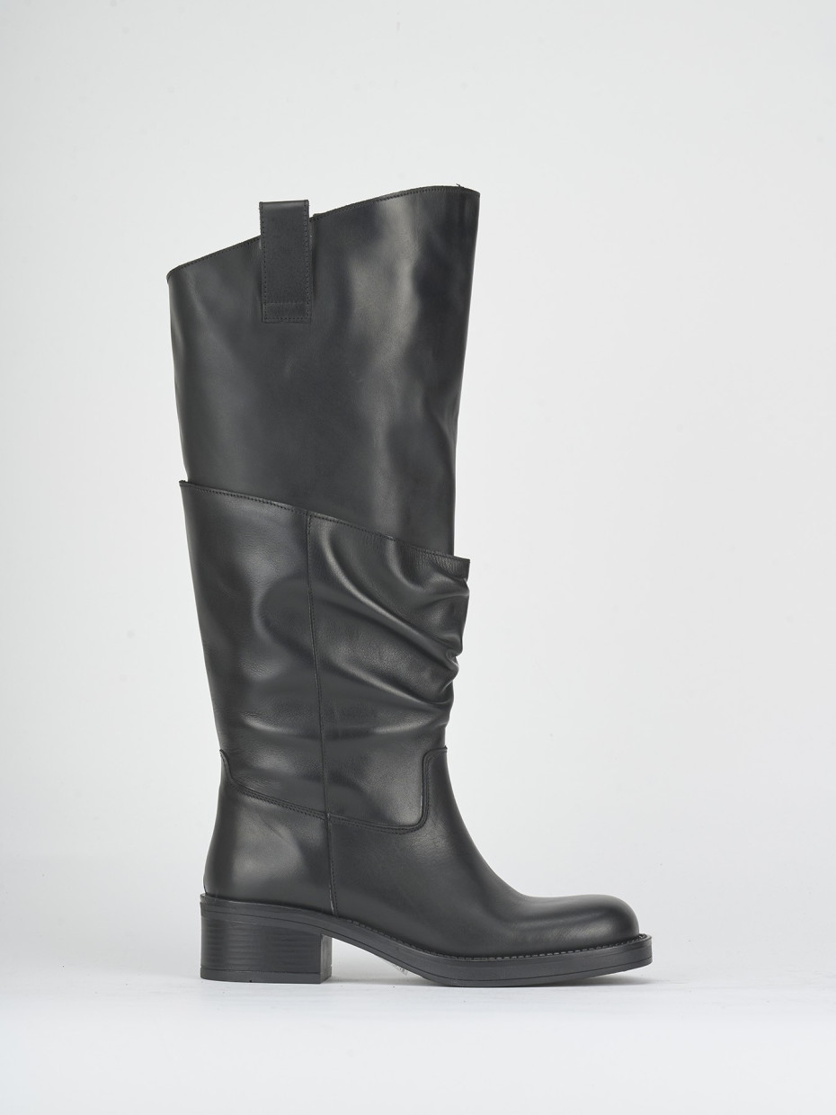 Stivali tacco 4cm pelle nero