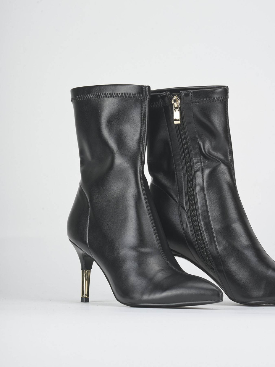Stivaletti tacco 7cm pelle sostenibile nero