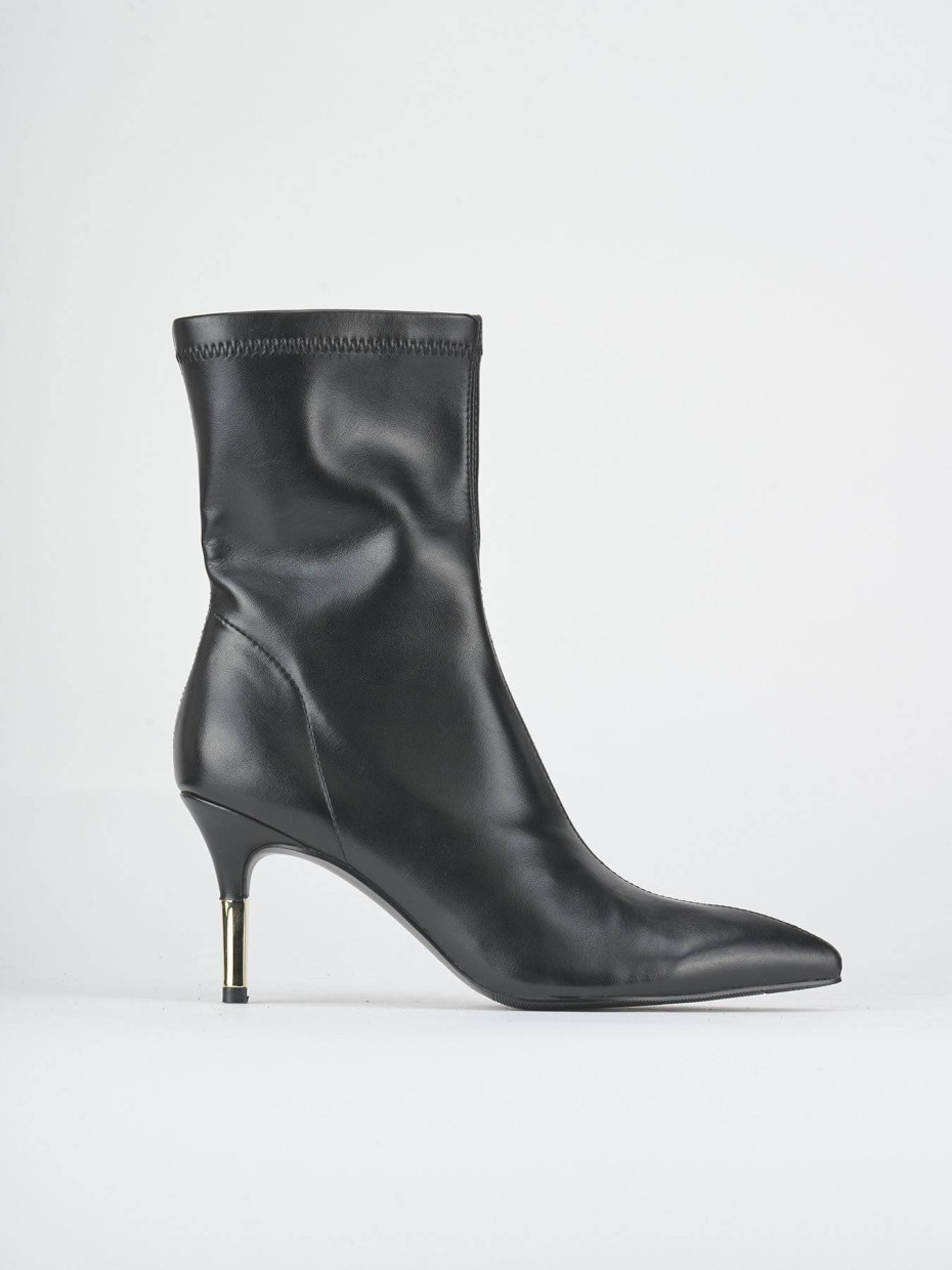 Stivaletti tacco 7cm pelle sostenibile nero