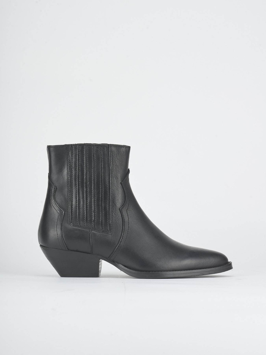 Stivaletti tacco 5cm pelle nero
