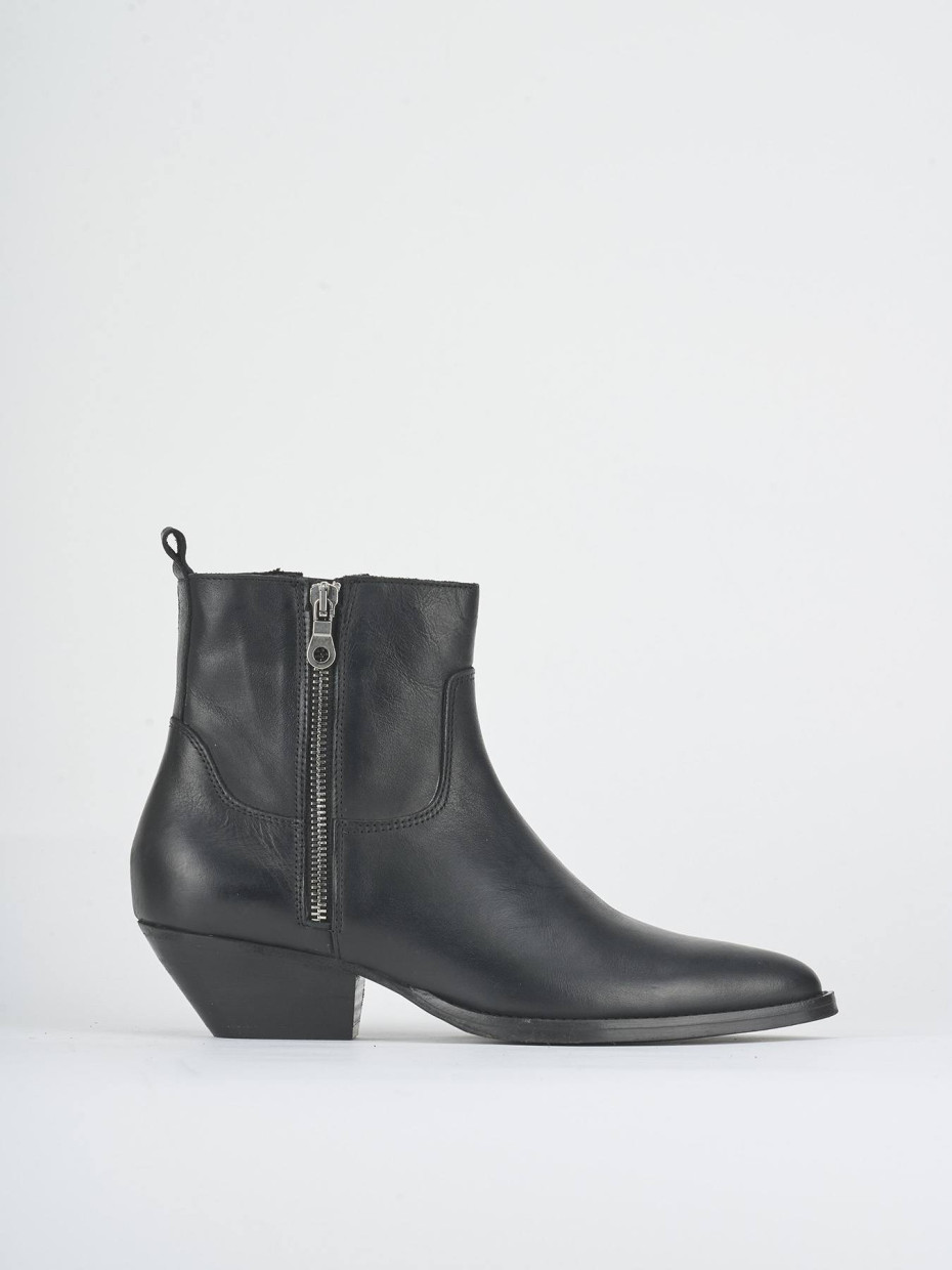 Stivaletti tacco 5cm pelle nero
