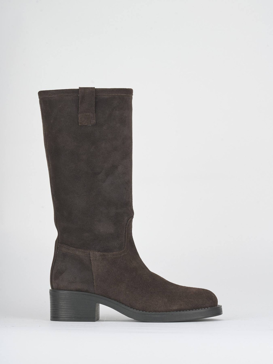 Stivali tacco 3cm camoscio testa