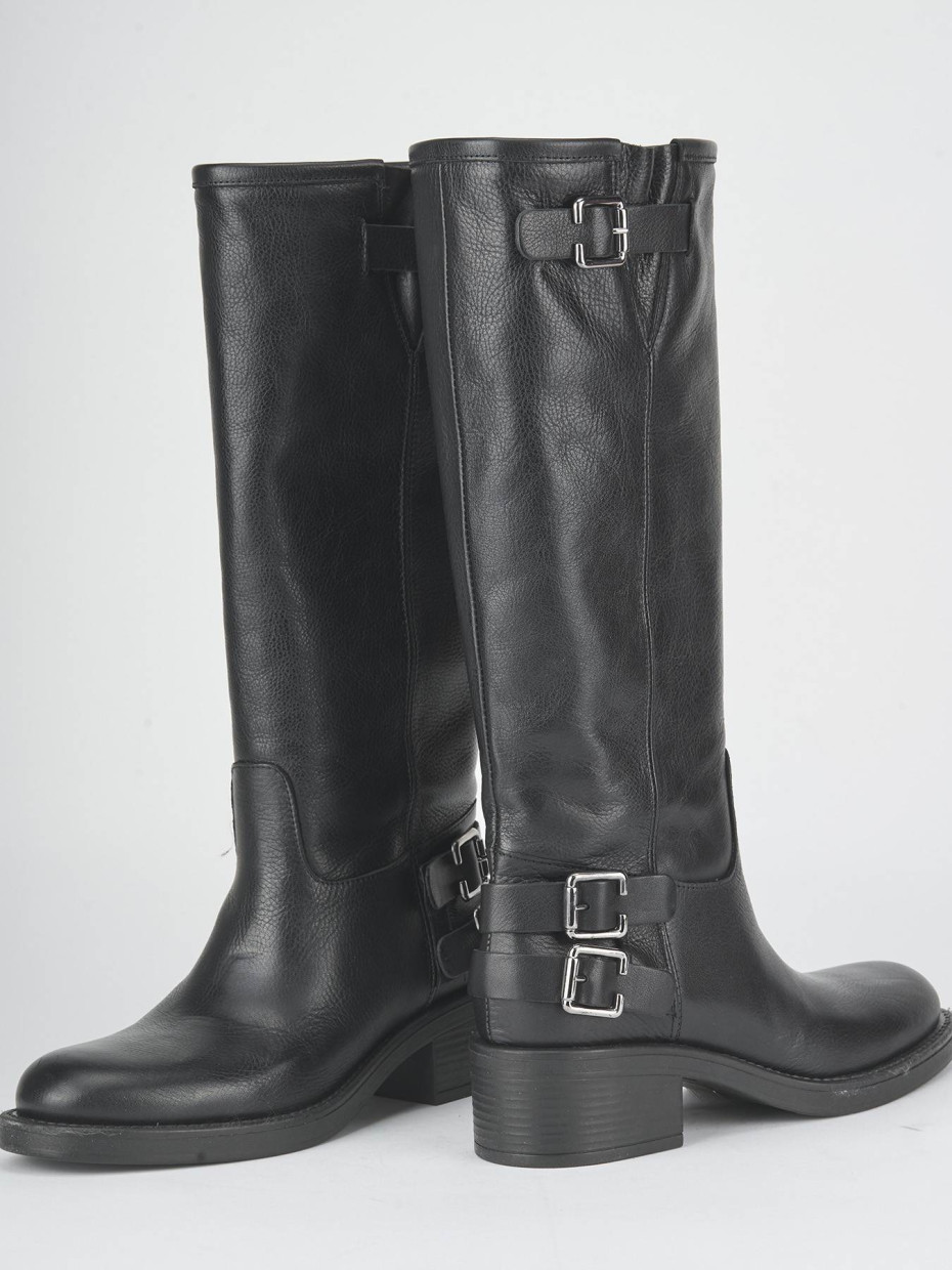 Stivali tacco 3cm pelle nero