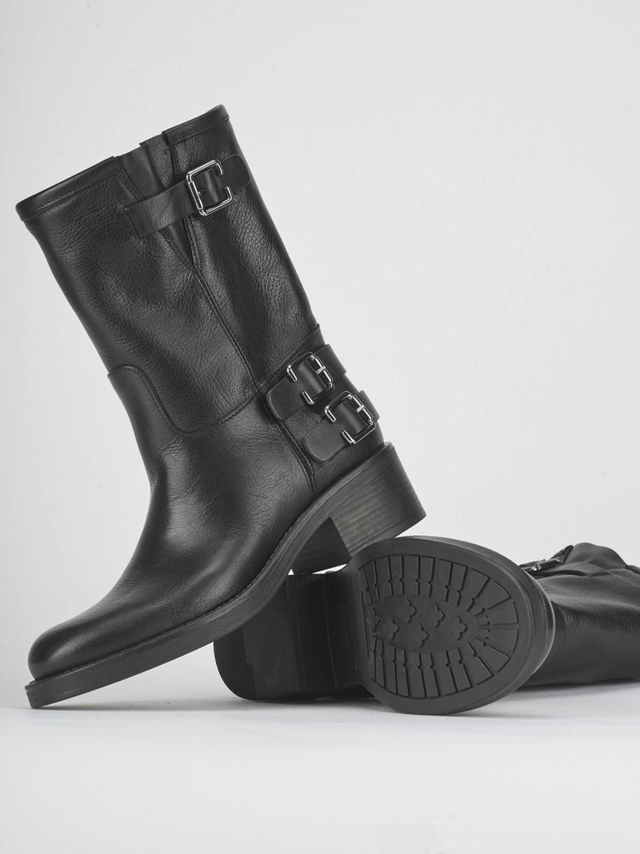 Stivaletti tacco 3cm pelle nero