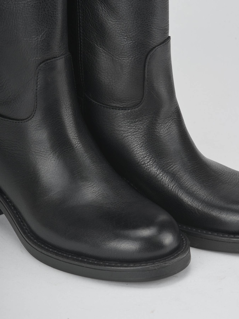 Stivaletti tacco 3cm pelle nero