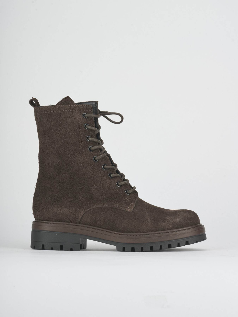 Botas militares tacón 2 cm marrón oscuro ante