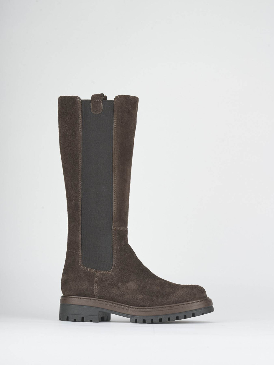 Stivali tacco 2cm camoscio testa