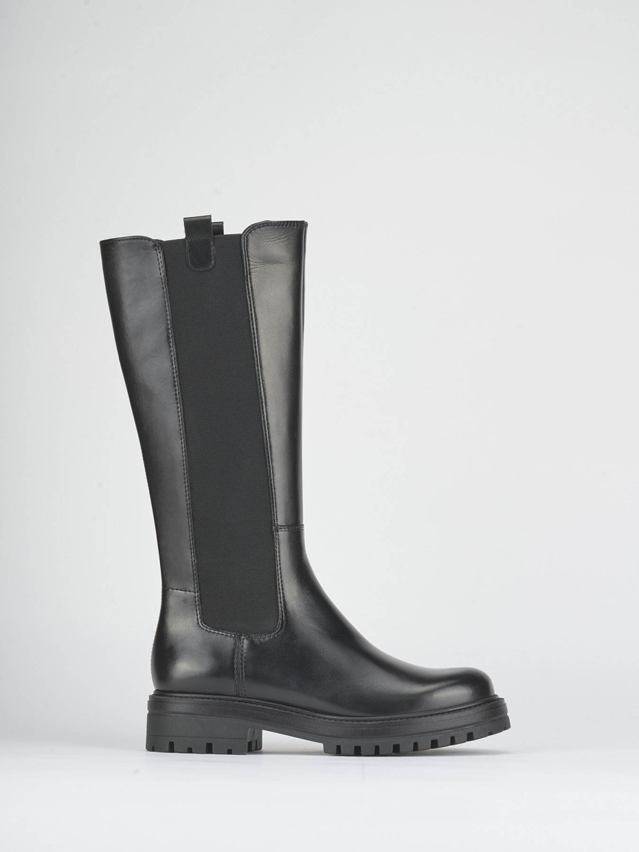 Stivali tacco 2cm pelle nero