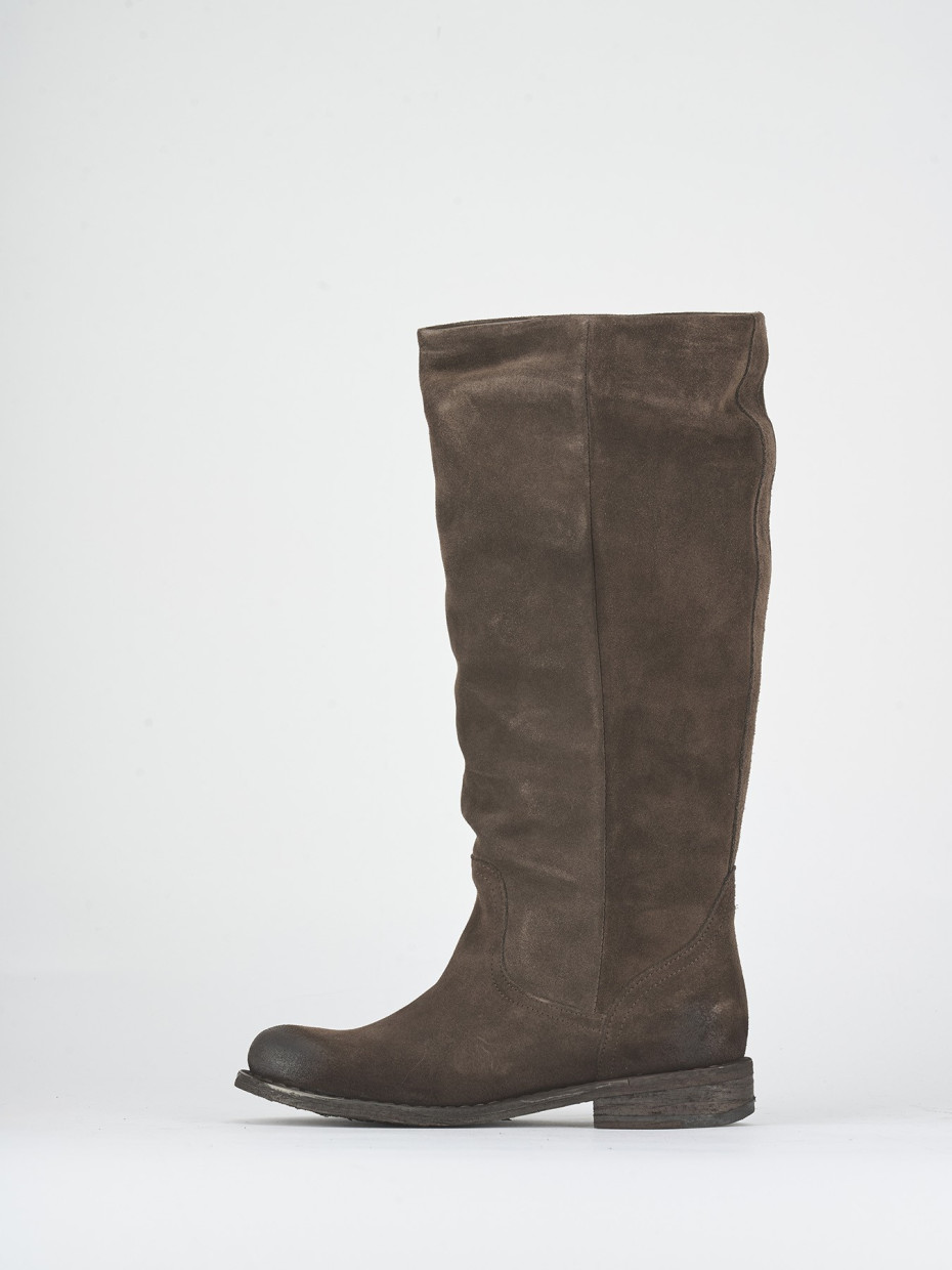Stivali tacco 2cm camoscio testa