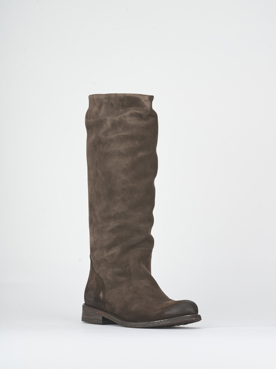 Stivali tacco 2cm camoscio testa