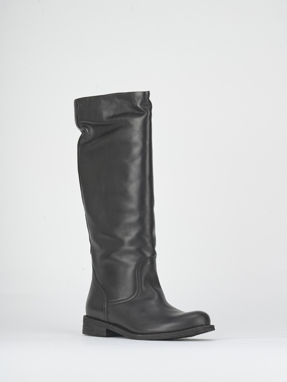 Stivali tacco 2cm pelle nero