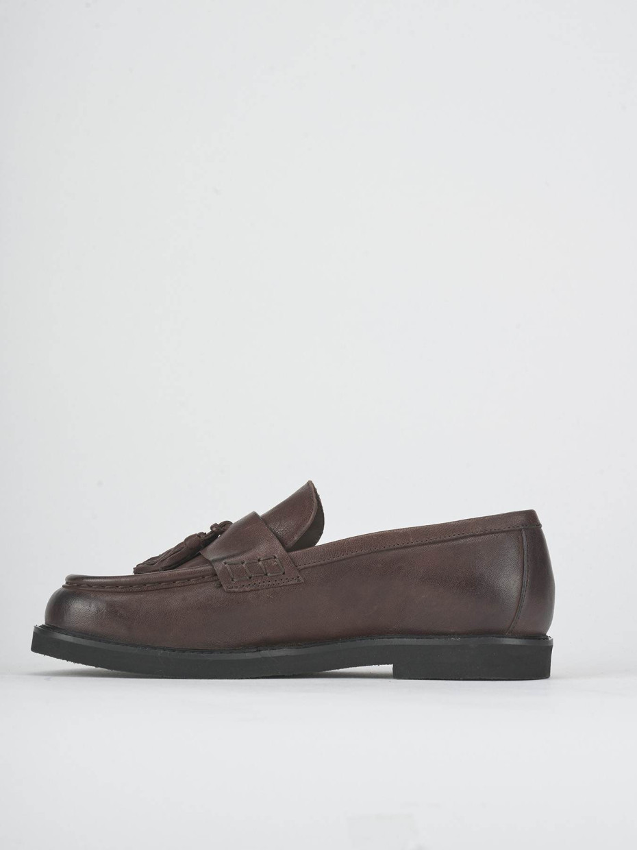 Loafers heel 2 cm dark brown leather