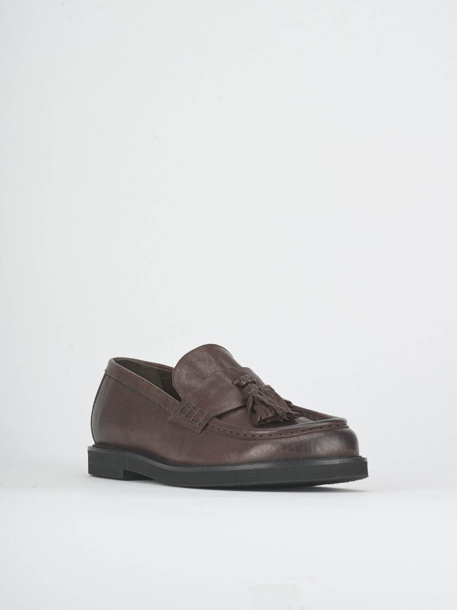 Loafers heel 2 cm dark brown leather