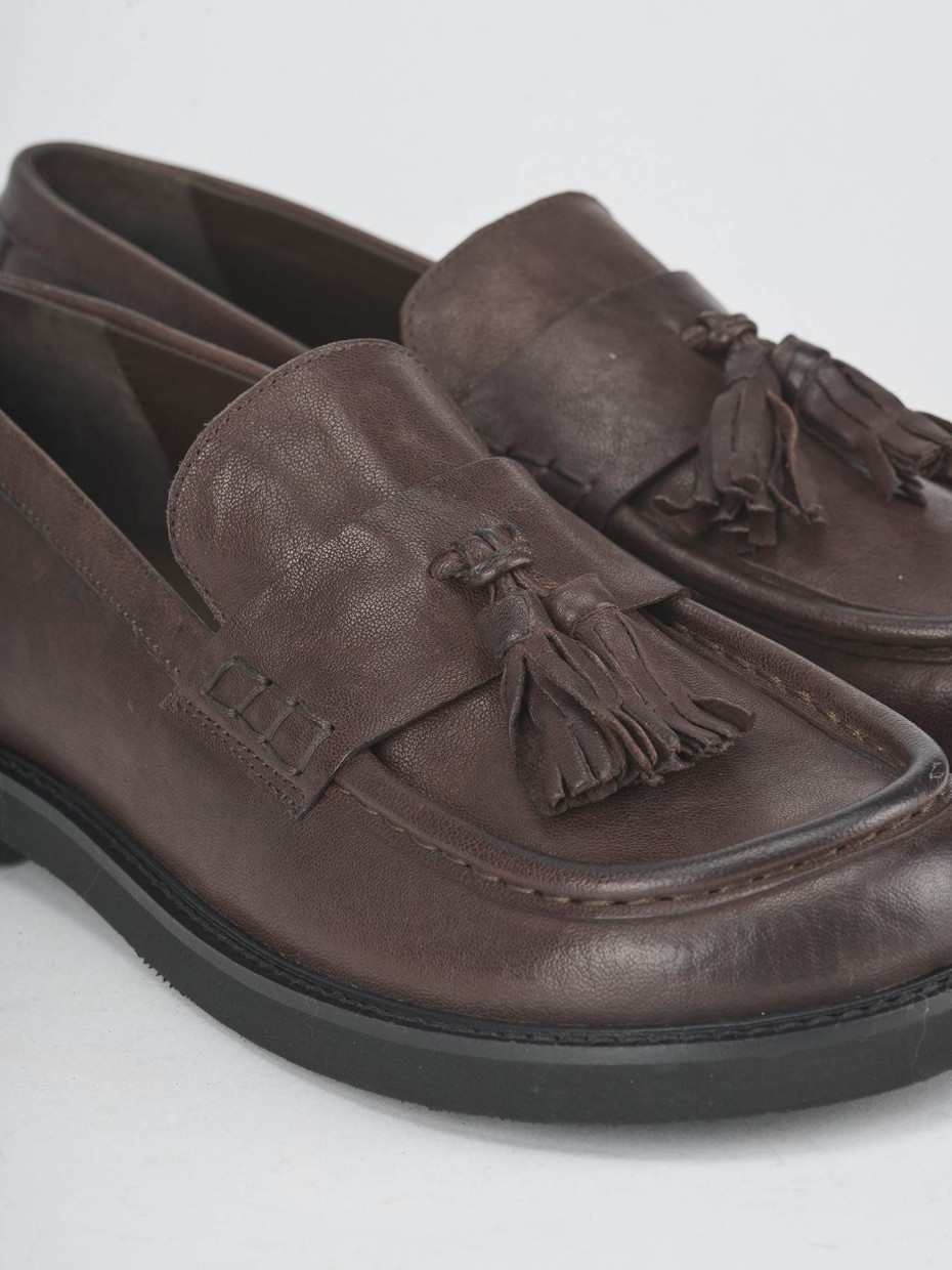 Loafers heel 2 cm dark brown leather