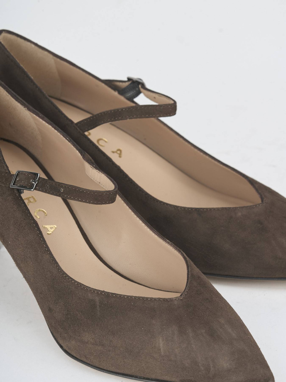 Décolleté tacco 5cm camoscio testa