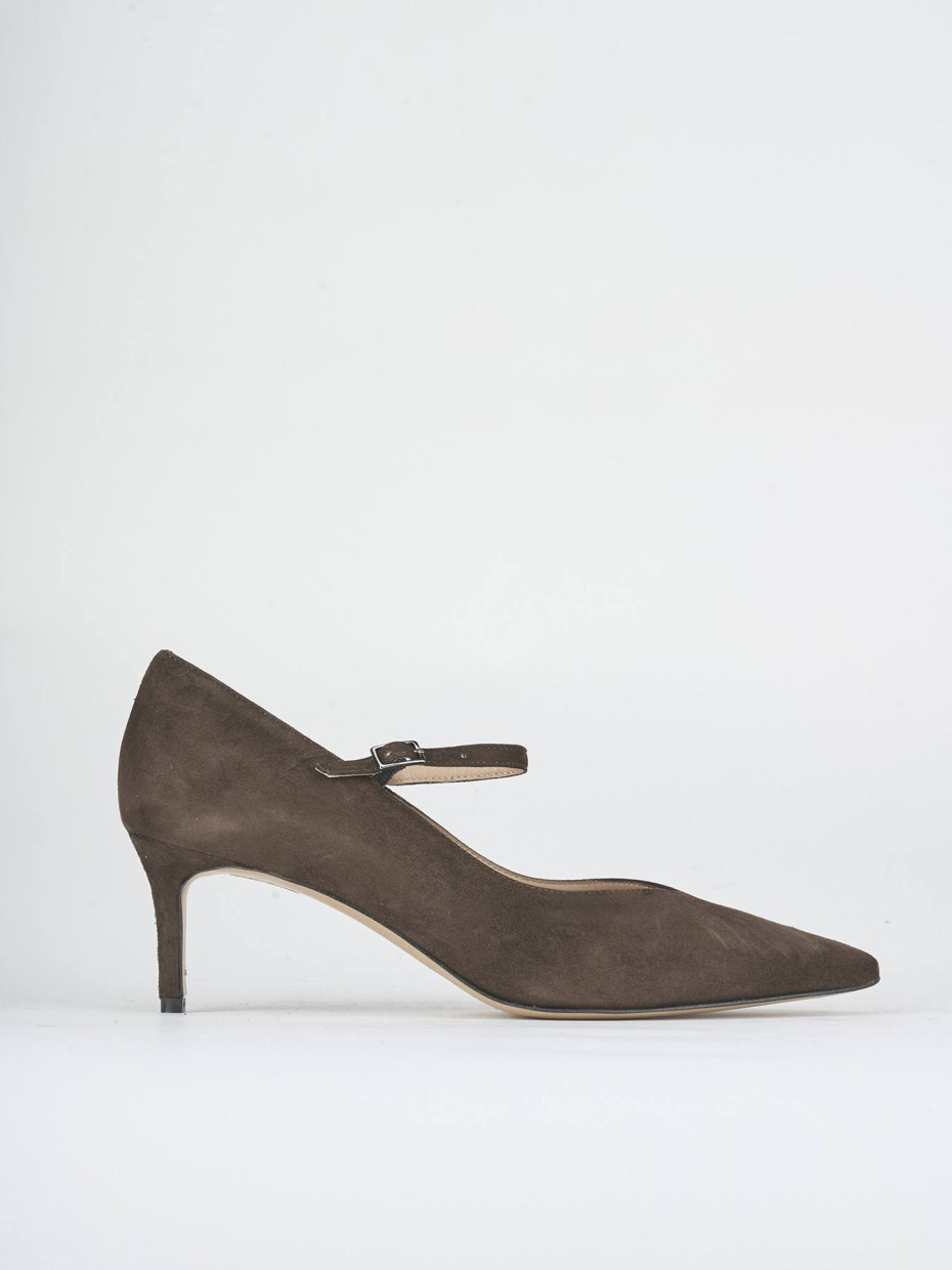 Décolleté tacco 5cm camoscio testa