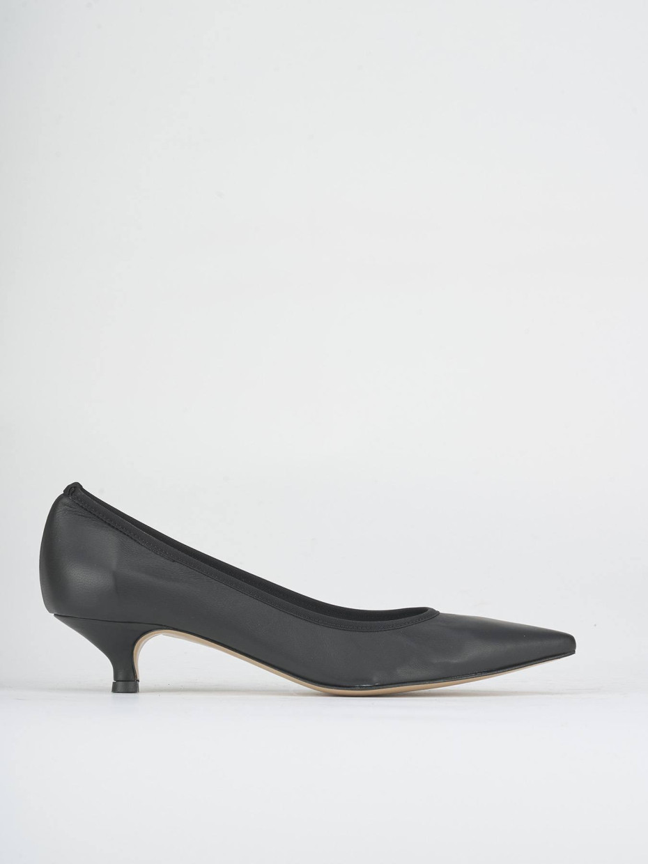 Zapatos de salón tacón 3 cm negro cuero
