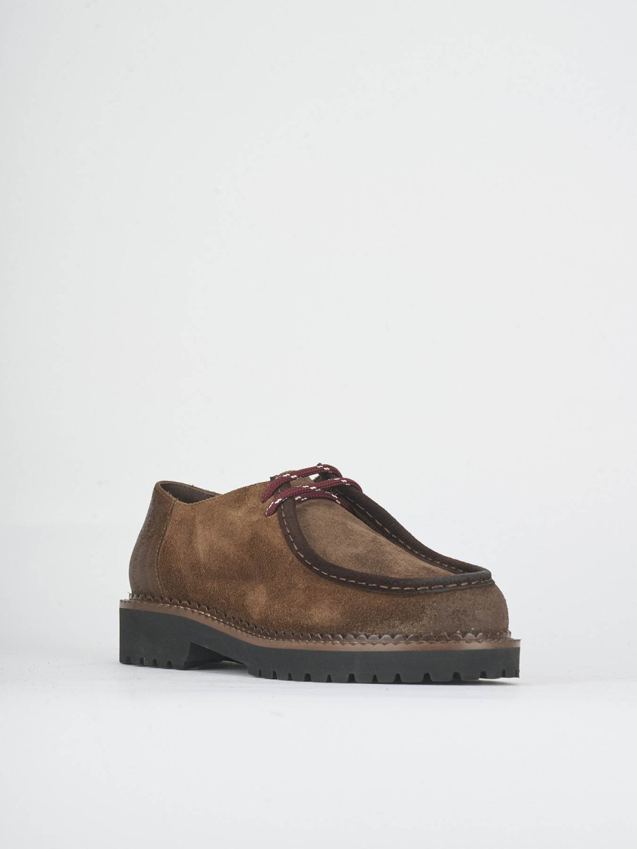 Lace-up shoes heel 2 cm beige suede