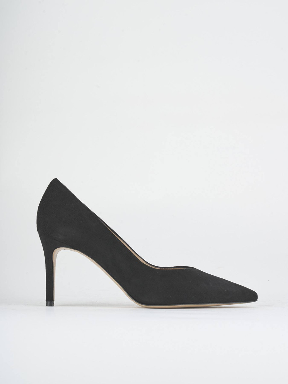 Zapatos de salón tacón 7 cm negro ante