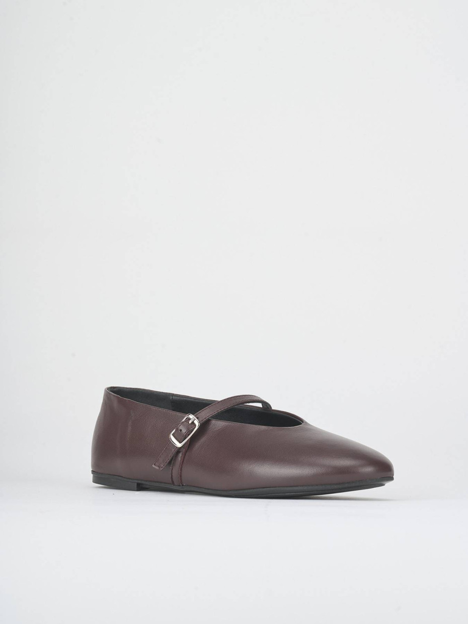 Flat shoes heel 1 cm bordeaux leather