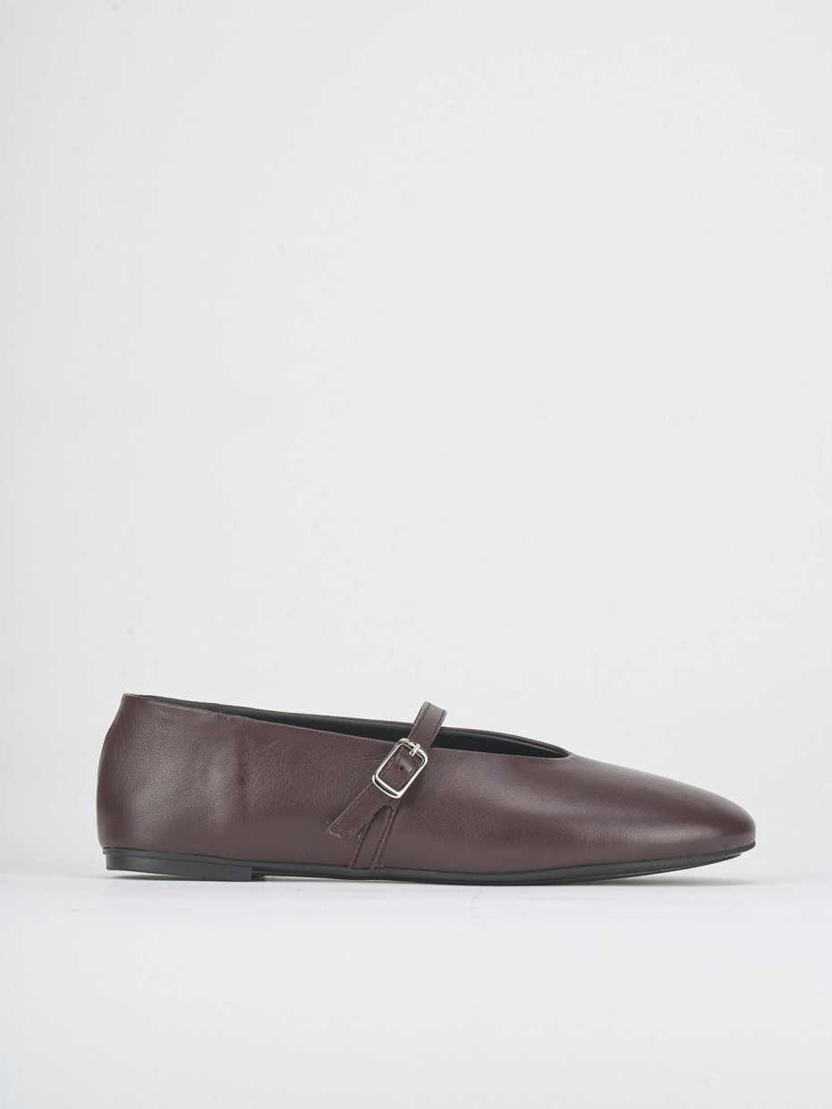 Flat shoes heel 1 cm bordeaux leather