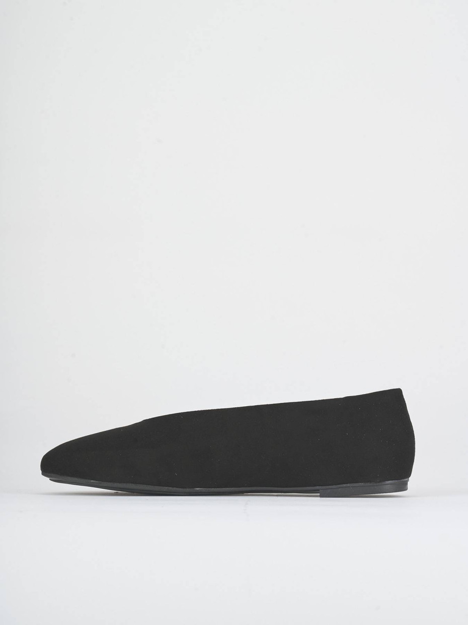 Flat shoes heel 1 cm black suede