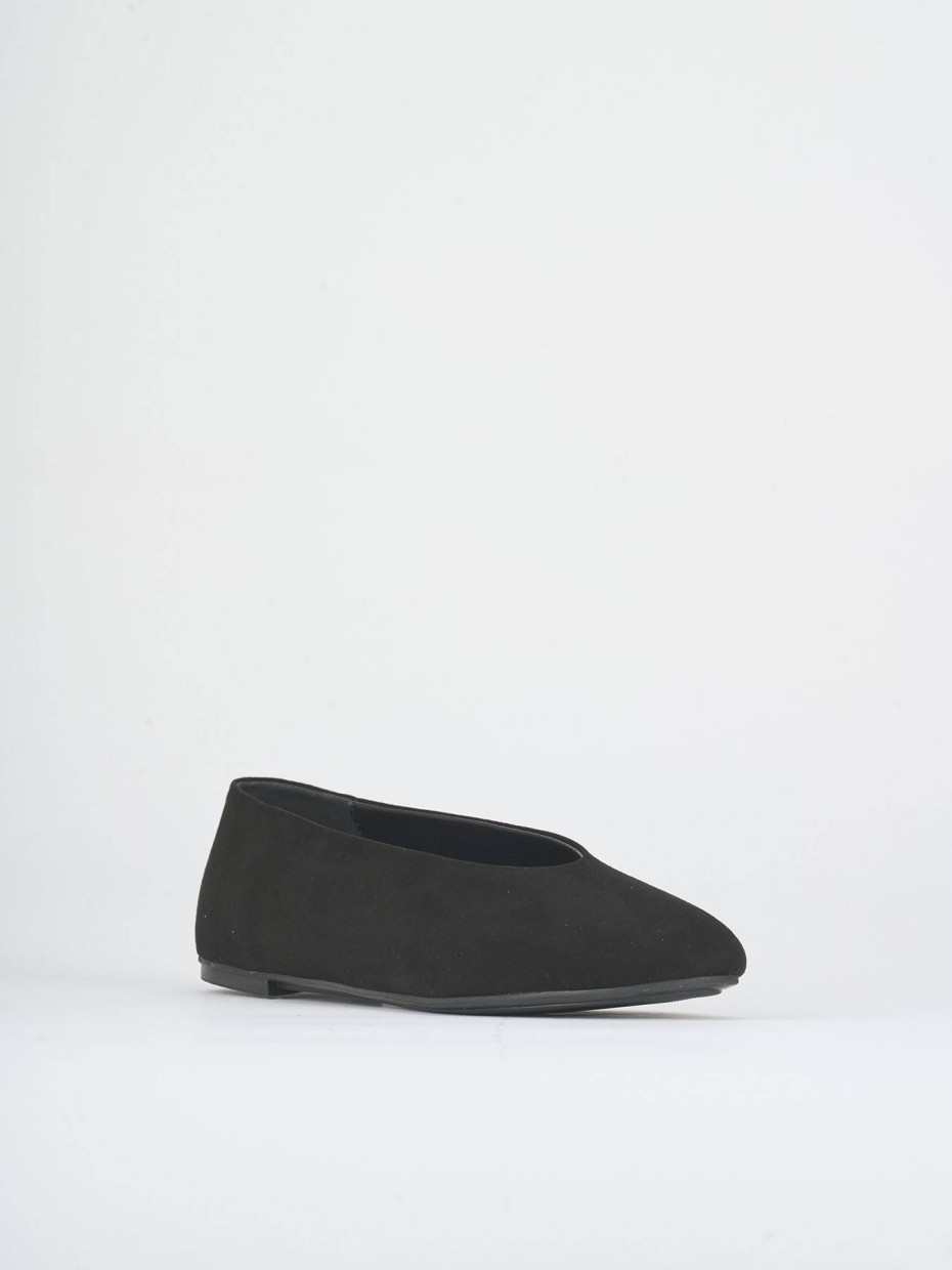 Flat shoes heel 1 cm black suede