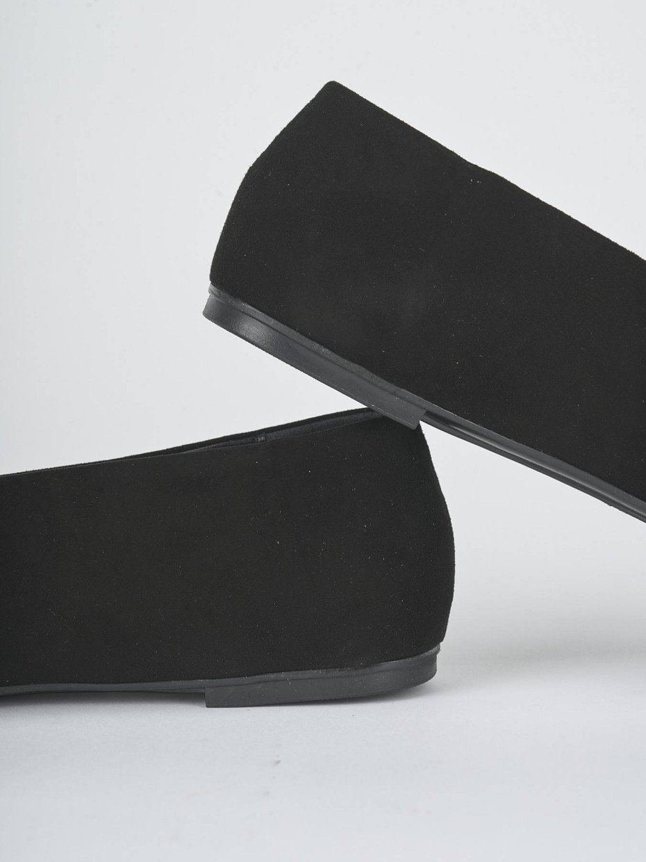 Flat shoes heel 1 cm black suede