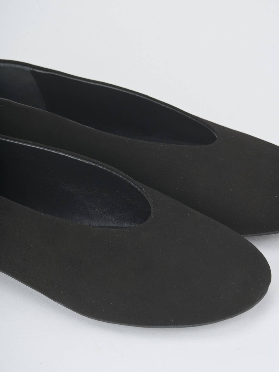 Flat shoes heel 1 cm black suede