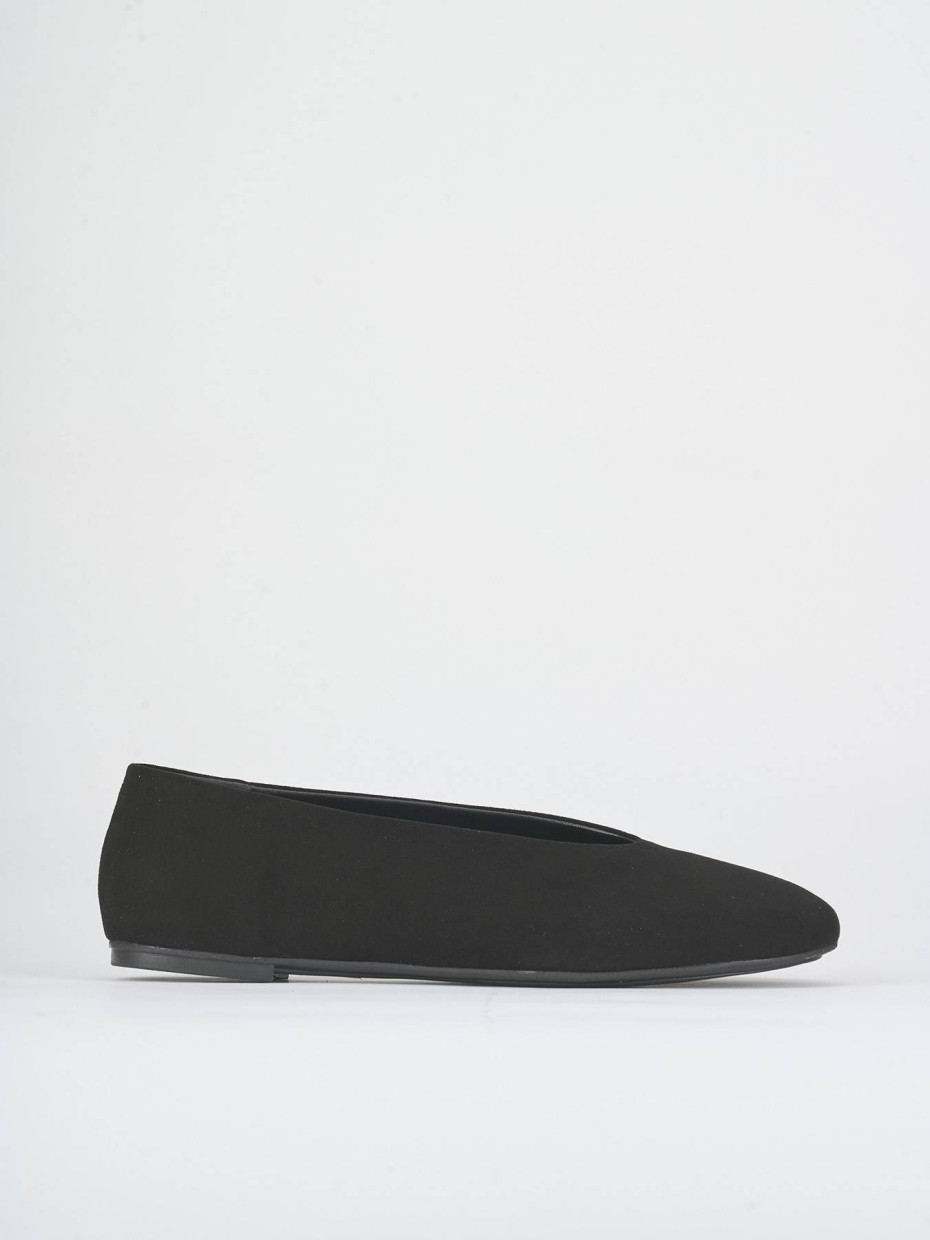 Flat shoes heel 1 cm black suede