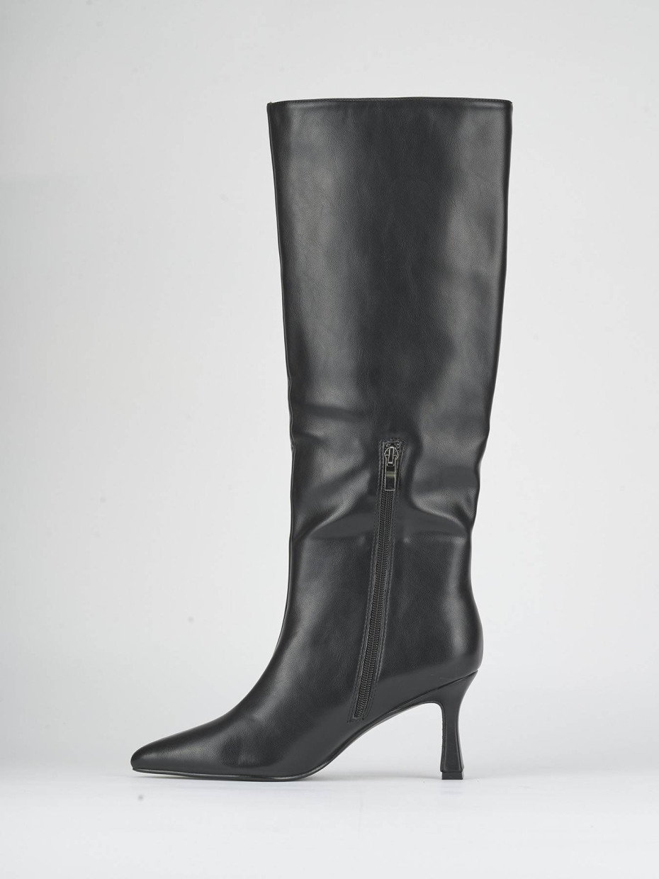 Stivali tacco 7cm pelle nero
