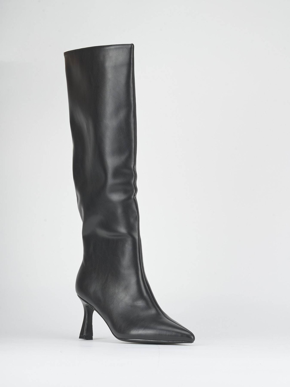 Stivali tacco 7cm pelle nero