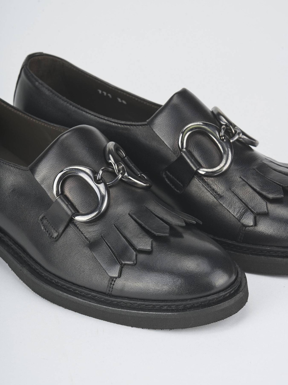 Loafers heel 2 cm black leather