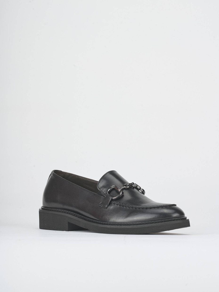 Mocassini tacco 2cm pelle nero