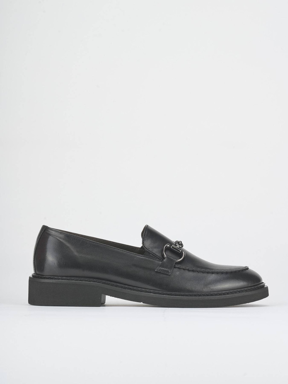 Mocassini tacco 2cm pelle nero
