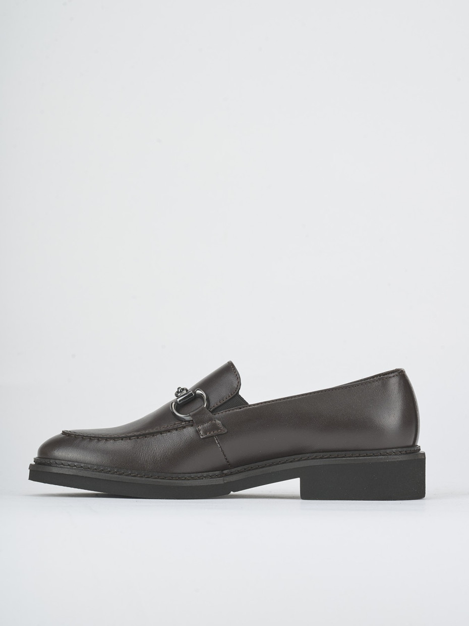 Loafers heel 2 cm dark brown leather