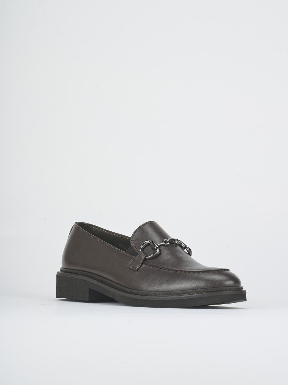 Loafers heel 2 cm dark brown leather