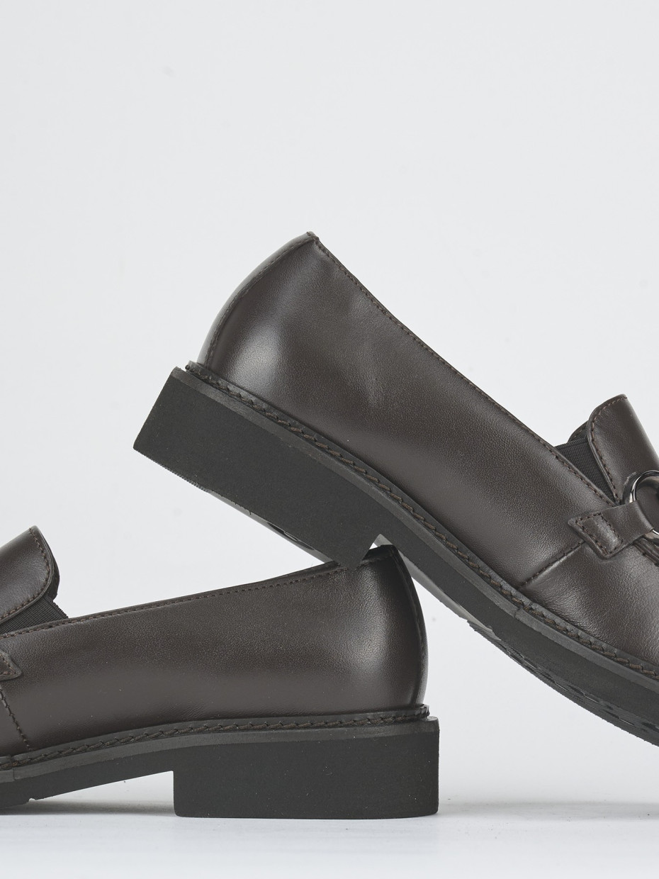 Loafers heel 2 cm dark brown leather