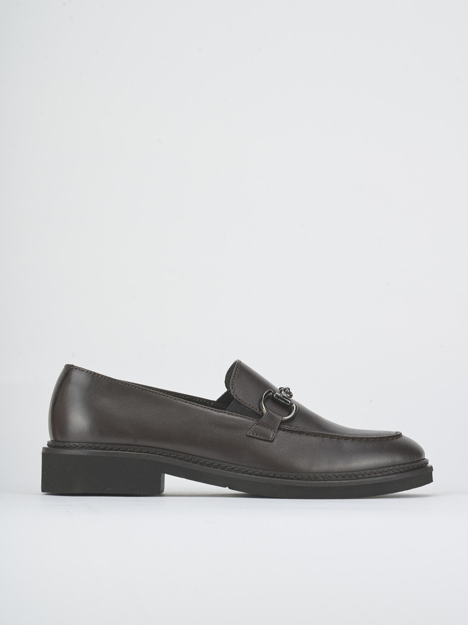 Loafers heel 2 cm dark brown leather