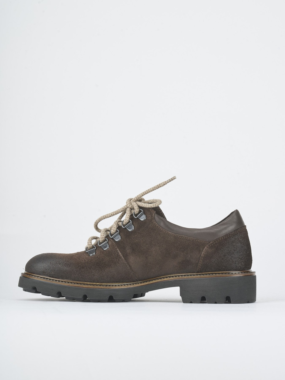 Lace-up shoes heel 2 cm dark brown suede