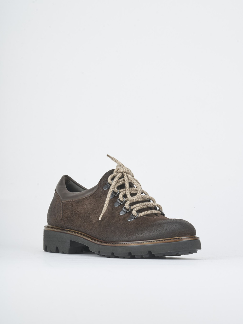 Lace-up shoes heel 2 cm dark brown suede