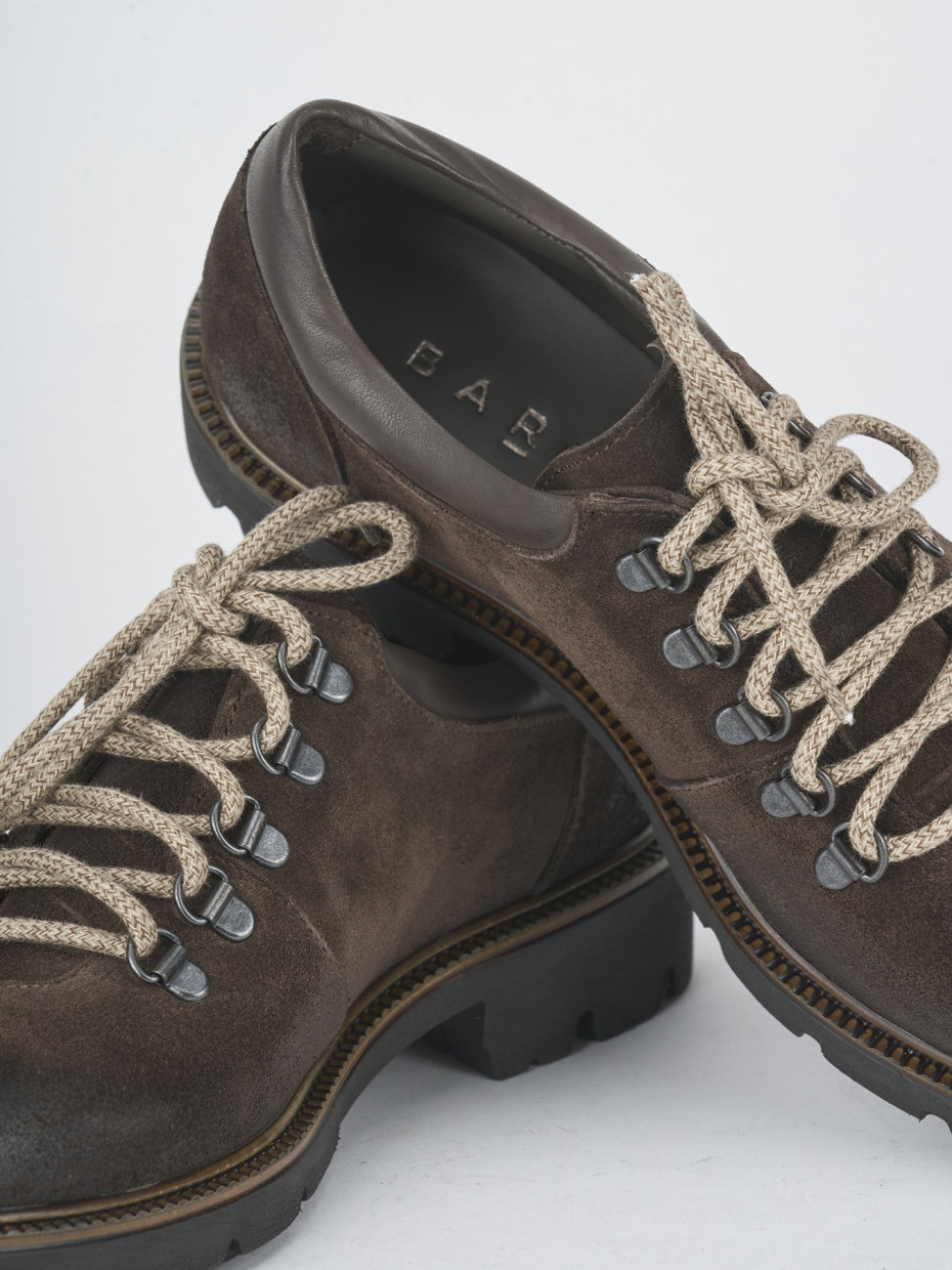Lace-up shoes heel 2 cm dark brown suede