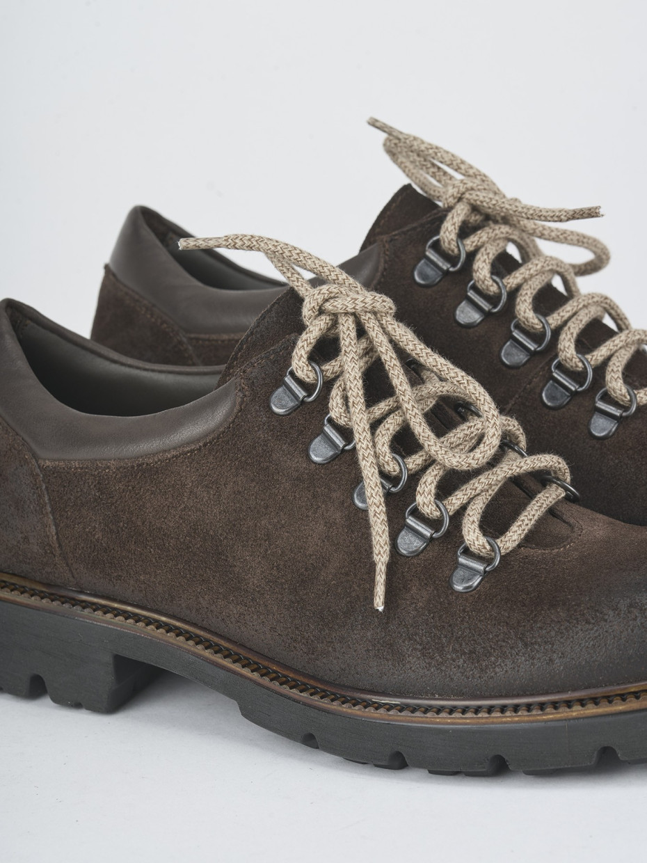 Lace-up shoes heel 2 cm dark brown suede