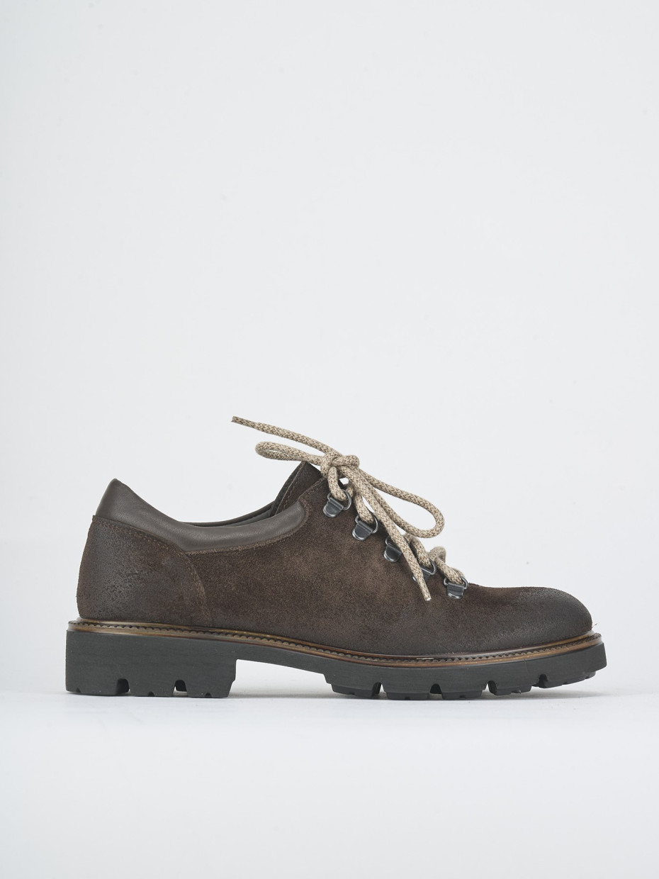Lace-up shoes heel 2 cm dark brown suede