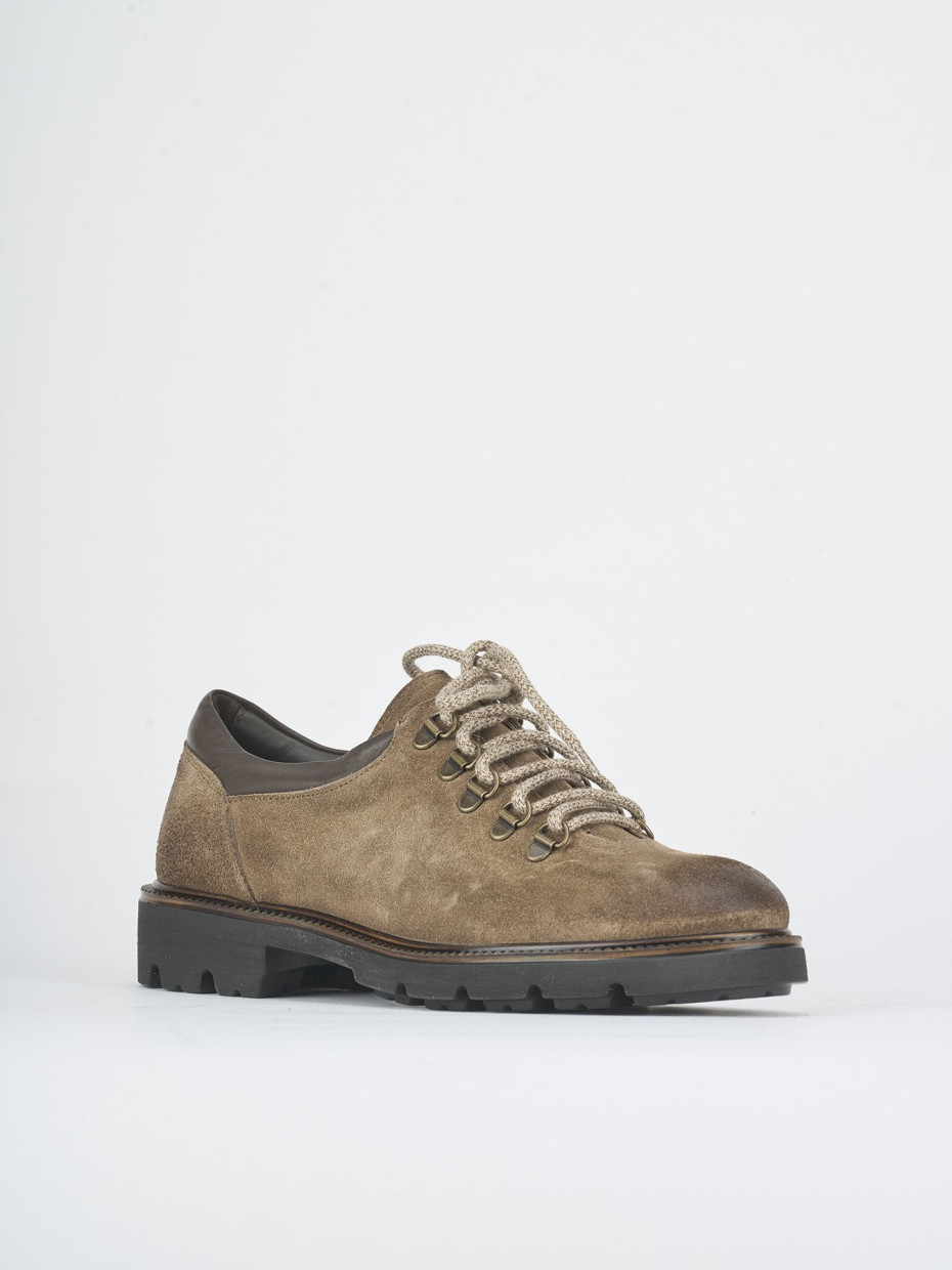 Lace-up shoes heel 2 cm beige suede