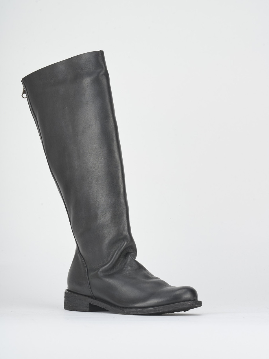 Stivali tacco 2cm pelle nero