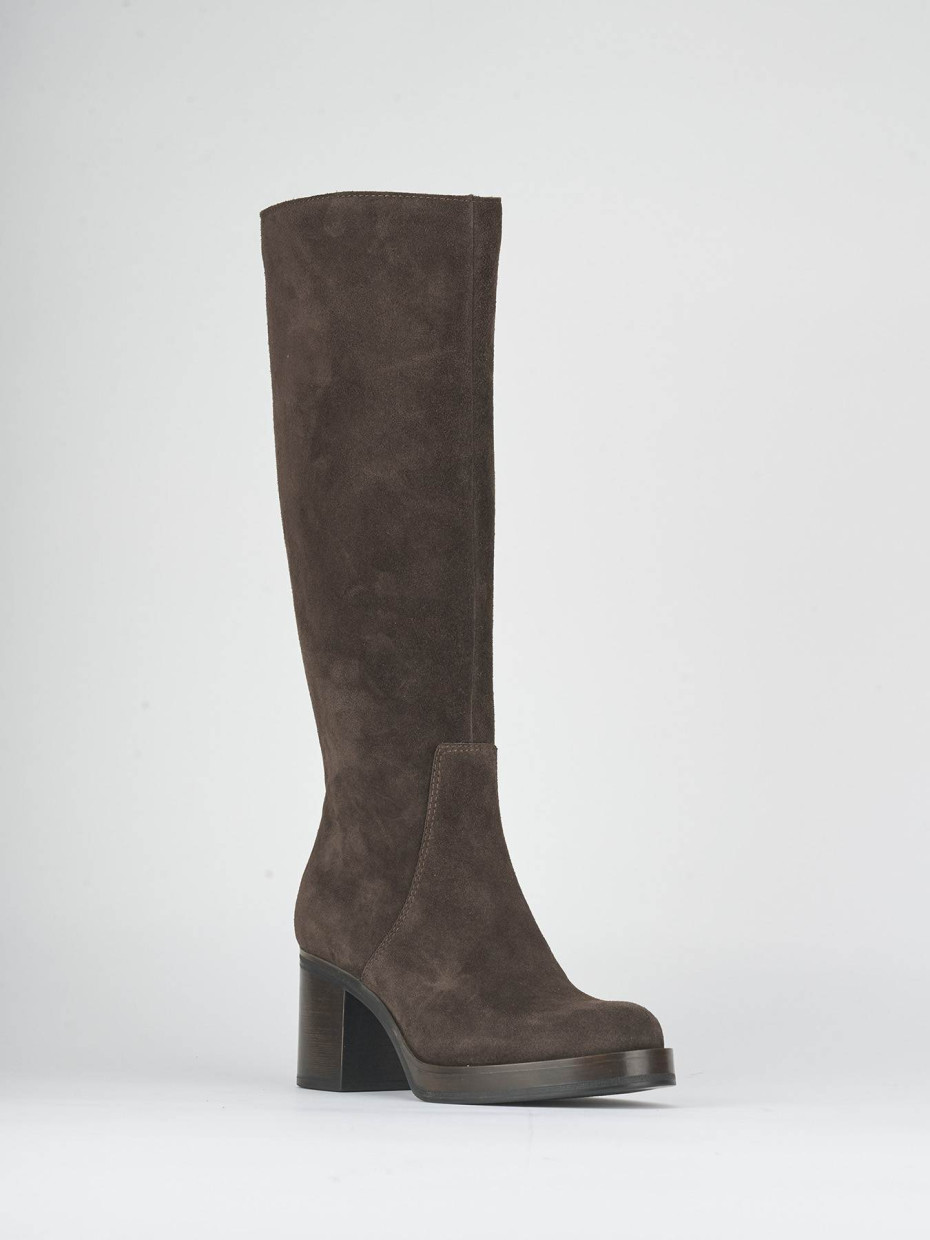 Stivali tacco 6cm camoscio testa