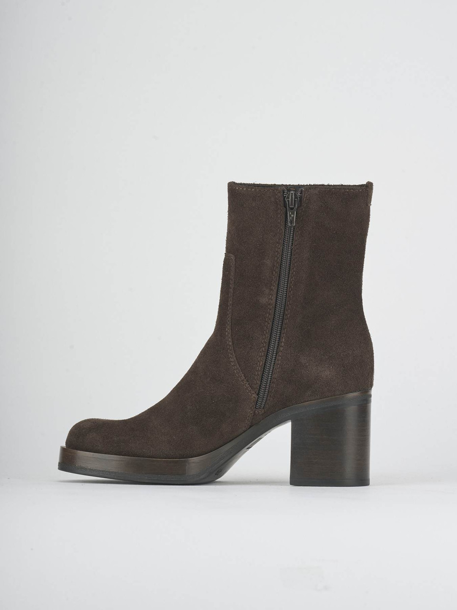 Botines de tacón alto tacón 6 cm marrón oscuro ante